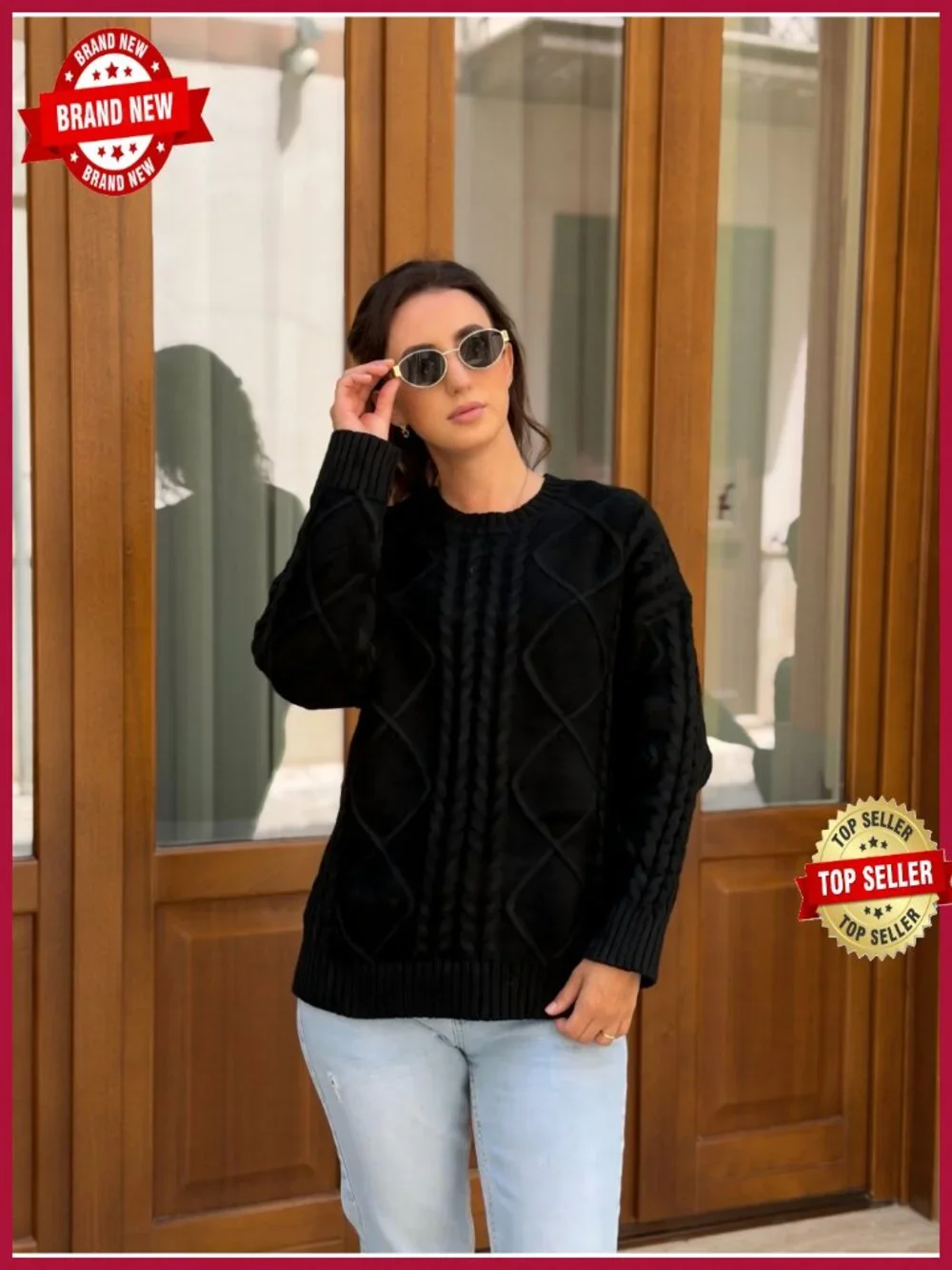 Women's Oversized Crew Neck Cable Knit Sweater - Soft Chunky Pullover, Fall